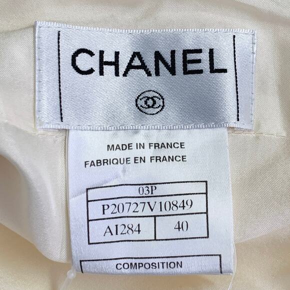 CHANEL Vintage 2003 Size 8 Cream Acetate Blend Ruffled Tulip Below Knee Skirt - Picture 7 of 8